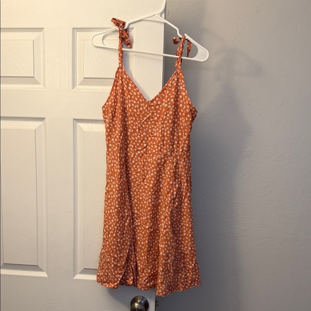 Orange Polka Dot Dress with Tie Straps